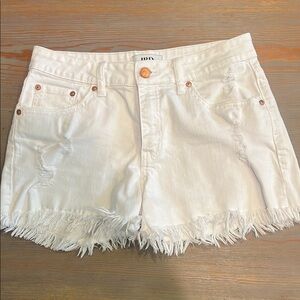 Just Black White Jean Shorts Distressed Frayed Hem